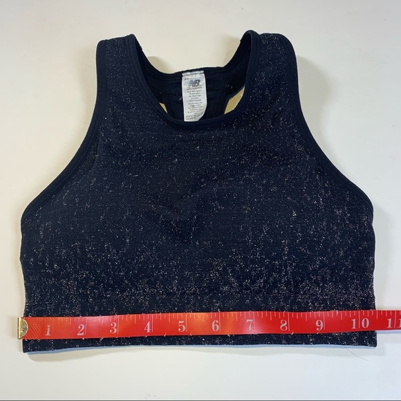 Med New Balance glittery black racerback sports bra - Picture 3 of 9